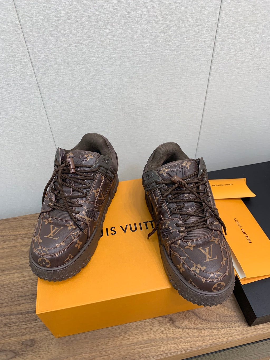 LOUIS VUITTON LV TRAINER IN CHOCOLATE BROWN MONOGRAM CALFSKIN