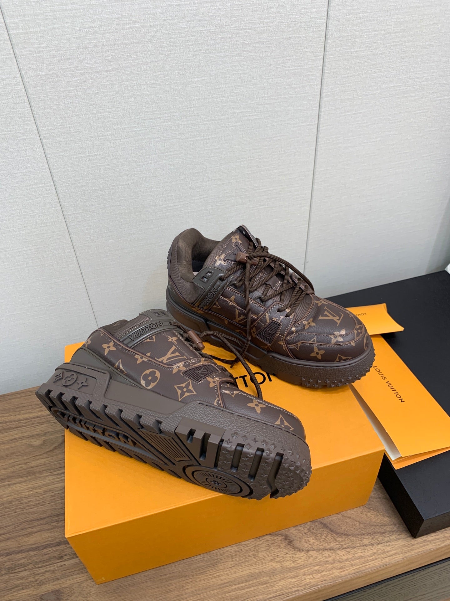 LOUIS VUITTON LV TRAINER IN CHOCOLATE BROWN MONOGRAM CALFSKIN