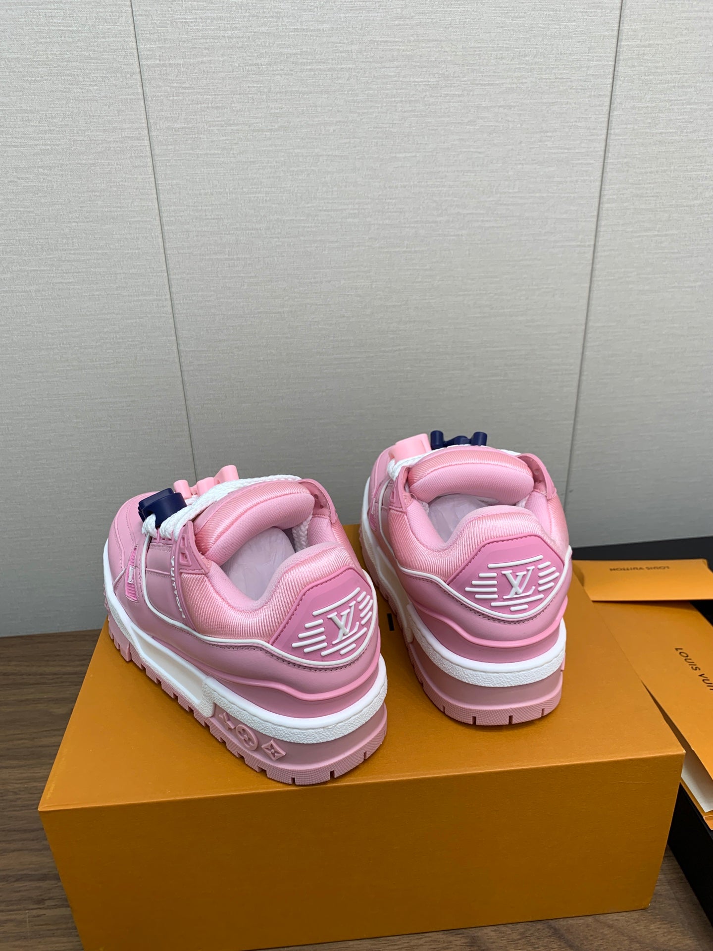 LOUIS VUITTON LV TRAINER IN LIGHT PINK CALFSKIN