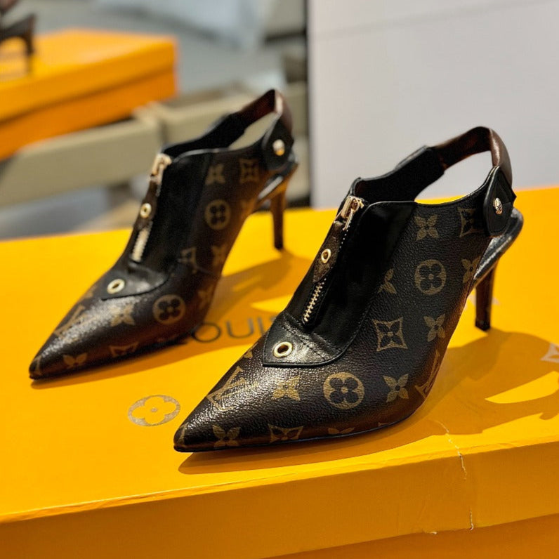 LOUIS VUITTON ALLURE HIGH 8 CM SLINGBACK IN CHOCOLATE BROWN MONOGRAM CALFSKIN