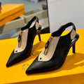 LOUIS VUITTON ALLURE HIGH 8 CM SLINGBACK IN BLACK MIX SAND BROWN CALFSKIN