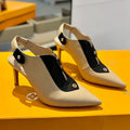 LOUIS VUITTON ALLURE HIGH 8 CM SLINGBACK IN SAND BROWN CALFSKIN