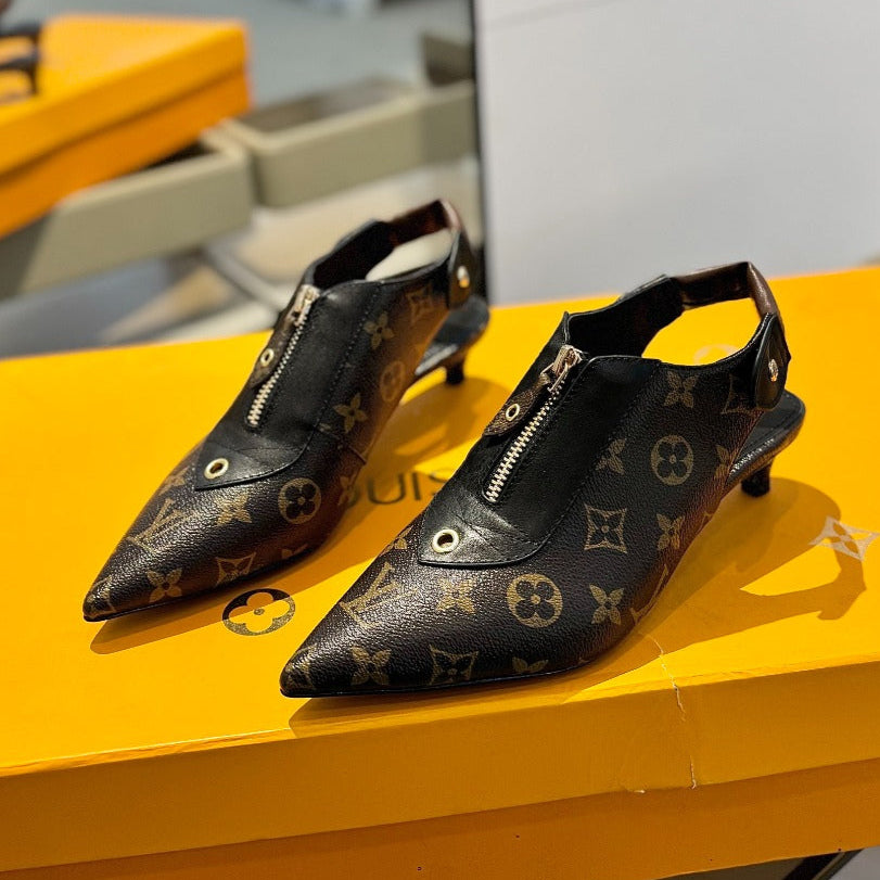LOUIS VUITTON ALLURE HIGH 4.5 CM SLINGBACK IN CHOCOLATE BROWN MONOGRAM CALFSKIN