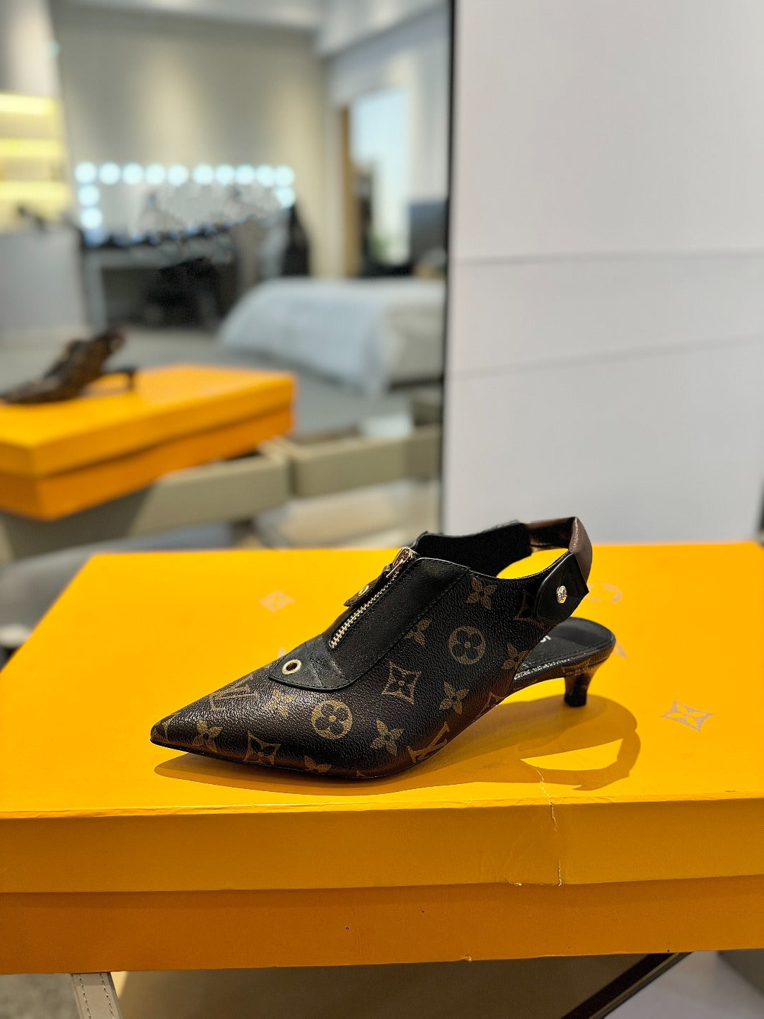LOUIS VUITTON ALLURE HIGH 4.5 CM SLINGBACK IN CHOCOLATE BROWN MONOGRAM CALFSKIN