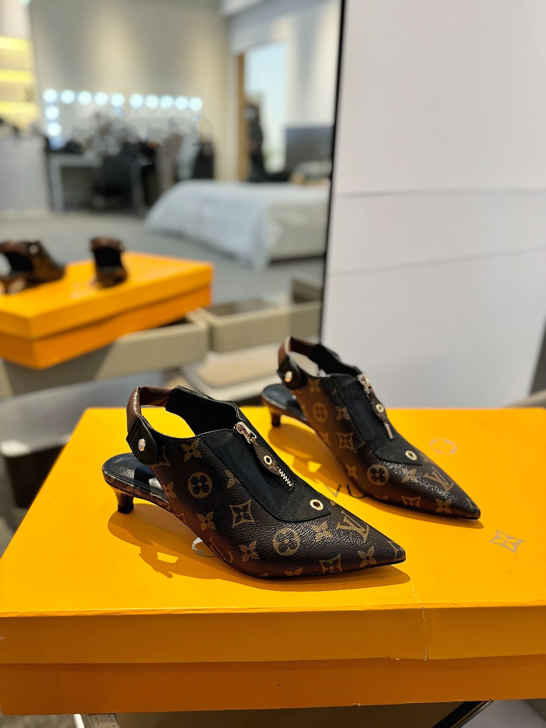 LOUIS VUITTON ALLURE HIGH 4.5 CM SLINGBACK IN CHOCOLATE BROWN MONOGRAM CALFSKIN