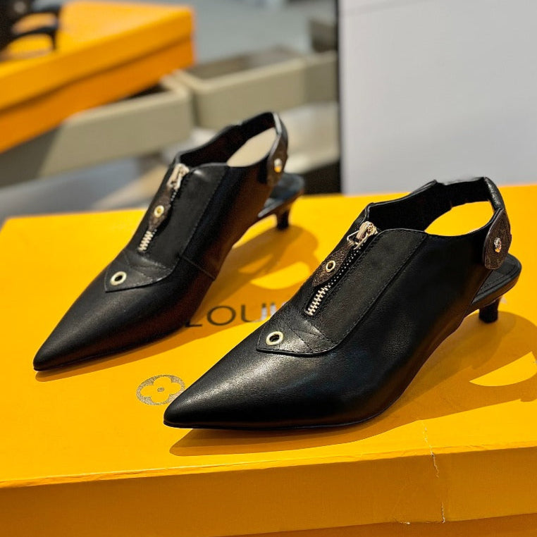 LOUIS VUITTON ALLURE HIGH 4.5 CM SLINGBACK IN BLACK MONOGRAM CALFSKIN
