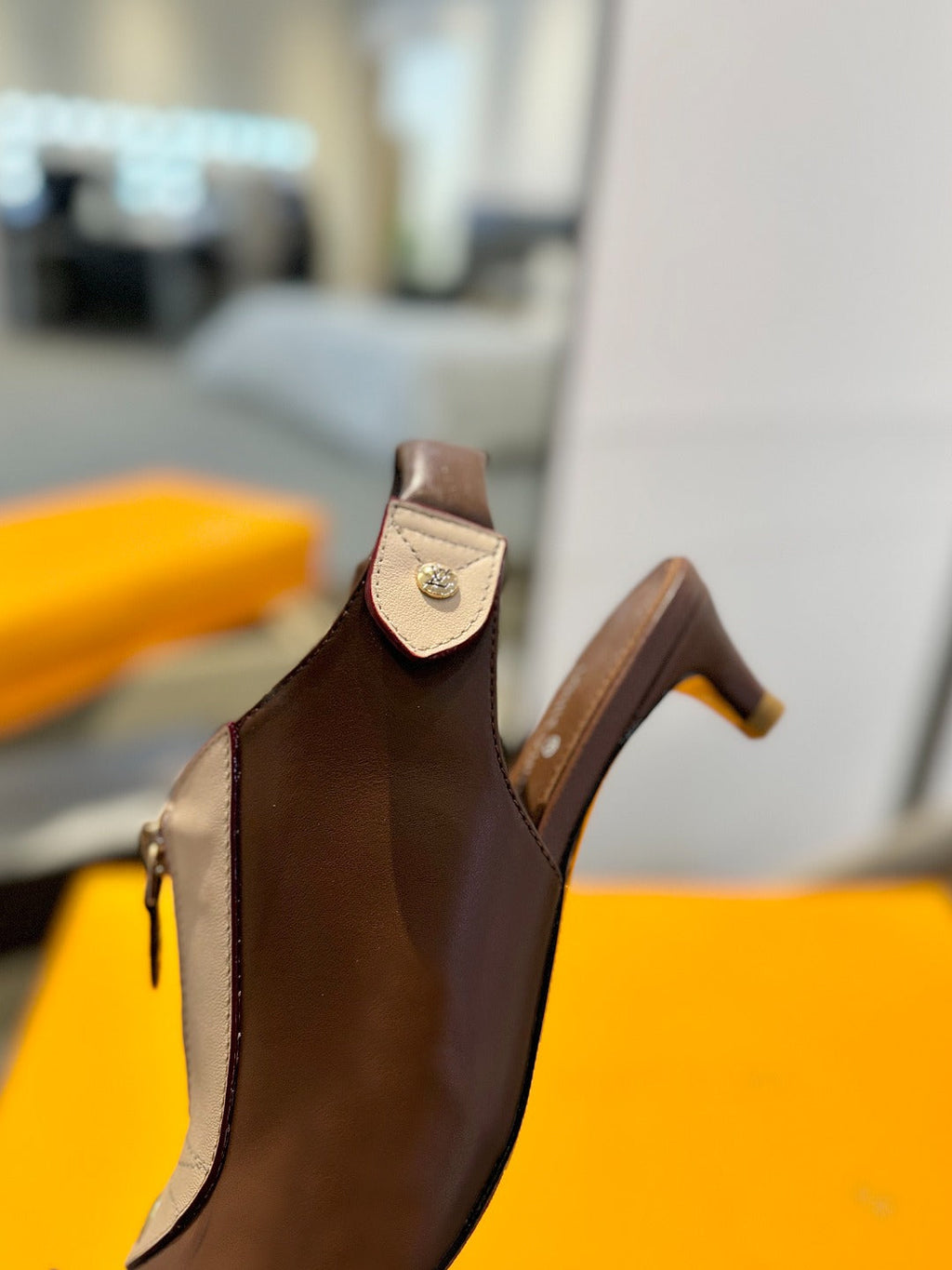 LOUIS VUITTON ALLURE HIGH 4.5 CM SLINGBACK IN CHOCOLATE MIX SAND BROWN CALFSKIN