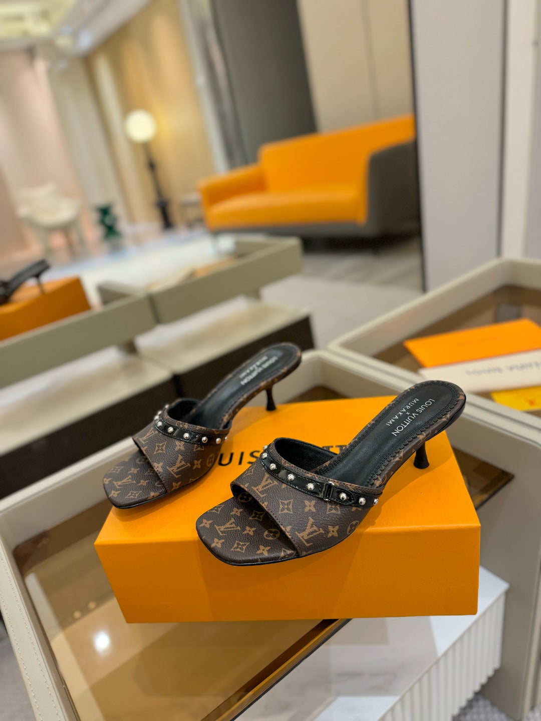 LOUIS VUITTON LV X TM 6AM HIGH 4 CM MULE IN CHOCOLATE BROWN MONOGRAM CALFSKIN