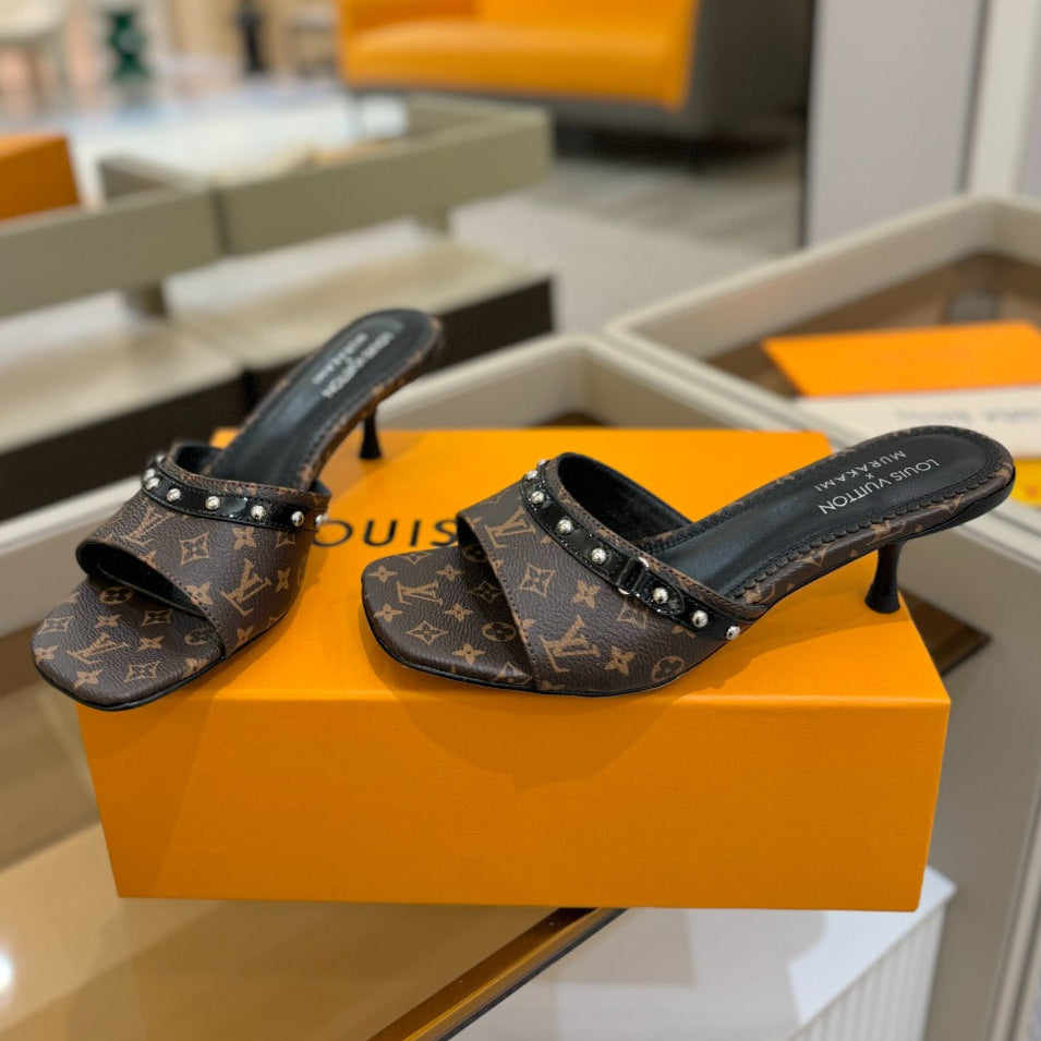 LOUIS VUITTON LV X TM 6AM HIGH 4 CM MULE IN CHOCOLATE BROWN MONOGRAM CALFSKIN