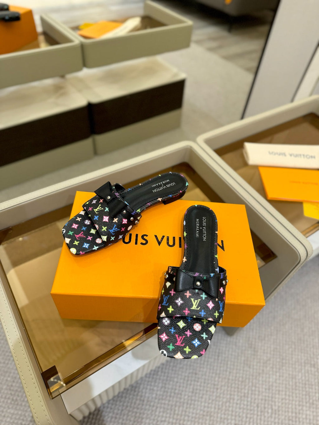 LOUIS VUITTON LV X TM 6AM FLAT MULE IN BLACK MONOGRAM CALFSKIN