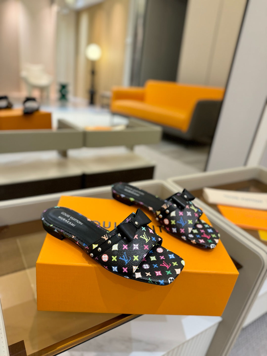LOUIS VUITTON LV X TM 6AM FLAT MULE IN BLACK MONOGRAM CALFSKIN