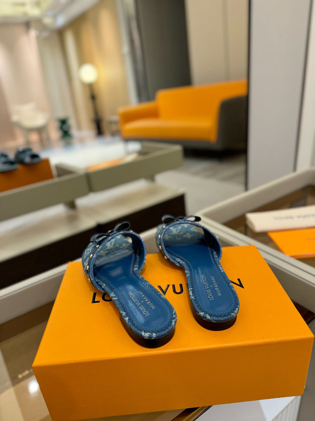 LOUIS VUITTON LV X TM 6AM FLAT MULE IN NAVY BLUE MONOGRAM DENIM
