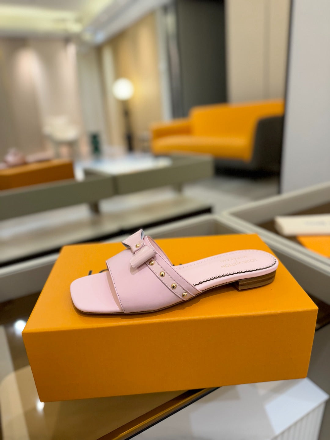 LOUIS VUITTON LV X TM 6AM FLAT MULE IN BABY PINK CALFSKIN
