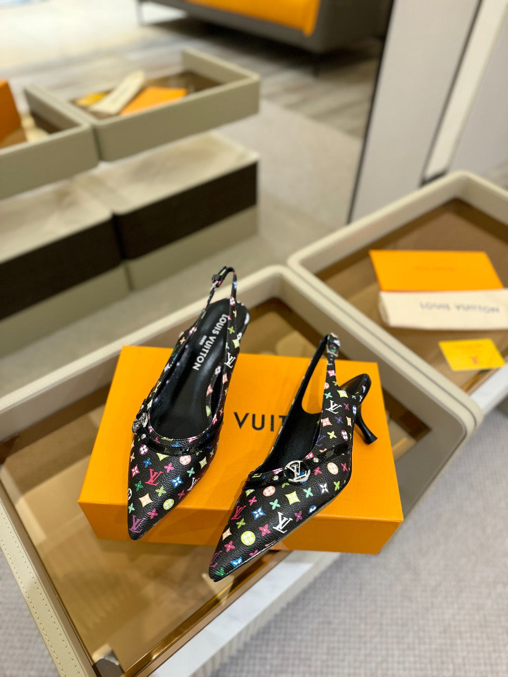 LOUIS VUITTON HIGH MULE 4 CM IN BLACK MONOGRAM CALFSKIN