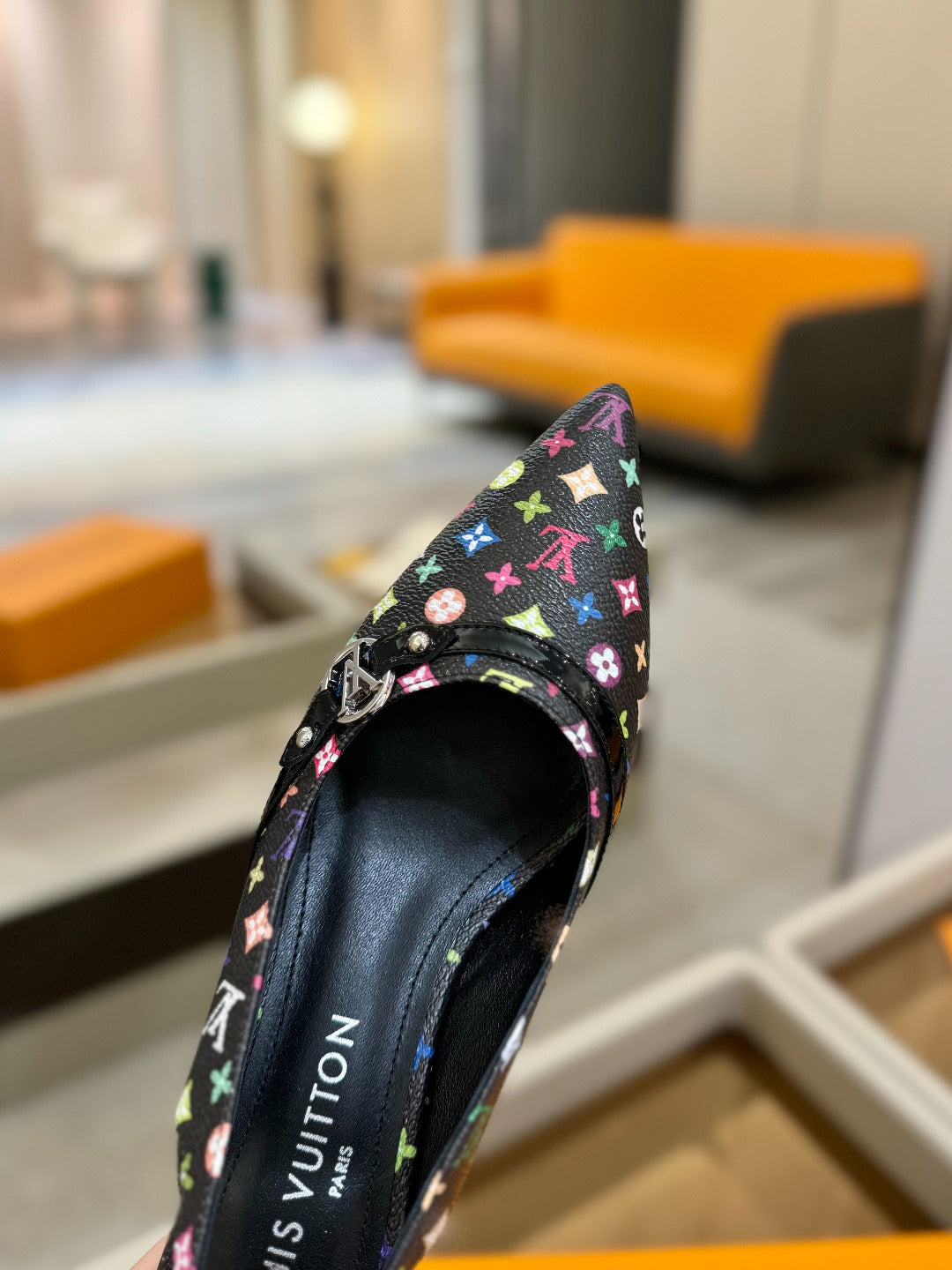 LOUIS VUITTON HIGH MULE 4 CM IN BLACK MONOGRAM CALFSKIN