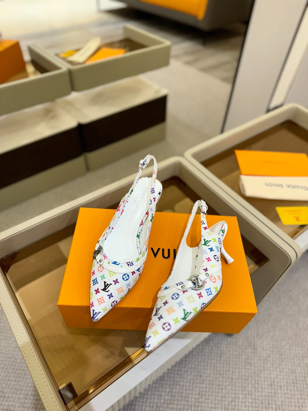 LOUIS VUITTON HIGH MULE 4 CM IN WHITE MONOGRAM CALFSKIN