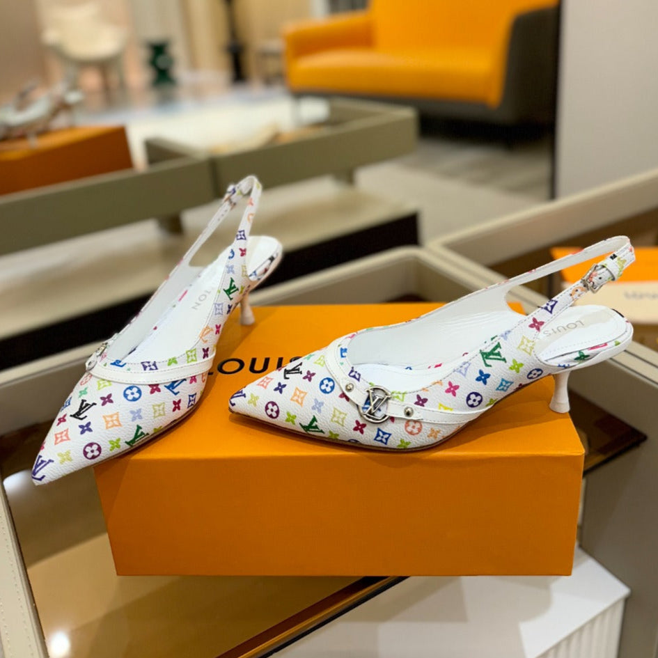 LOUIS VUITTON HIGH MULE 4 CM IN WHITE MONOGRAM CALFSKIN