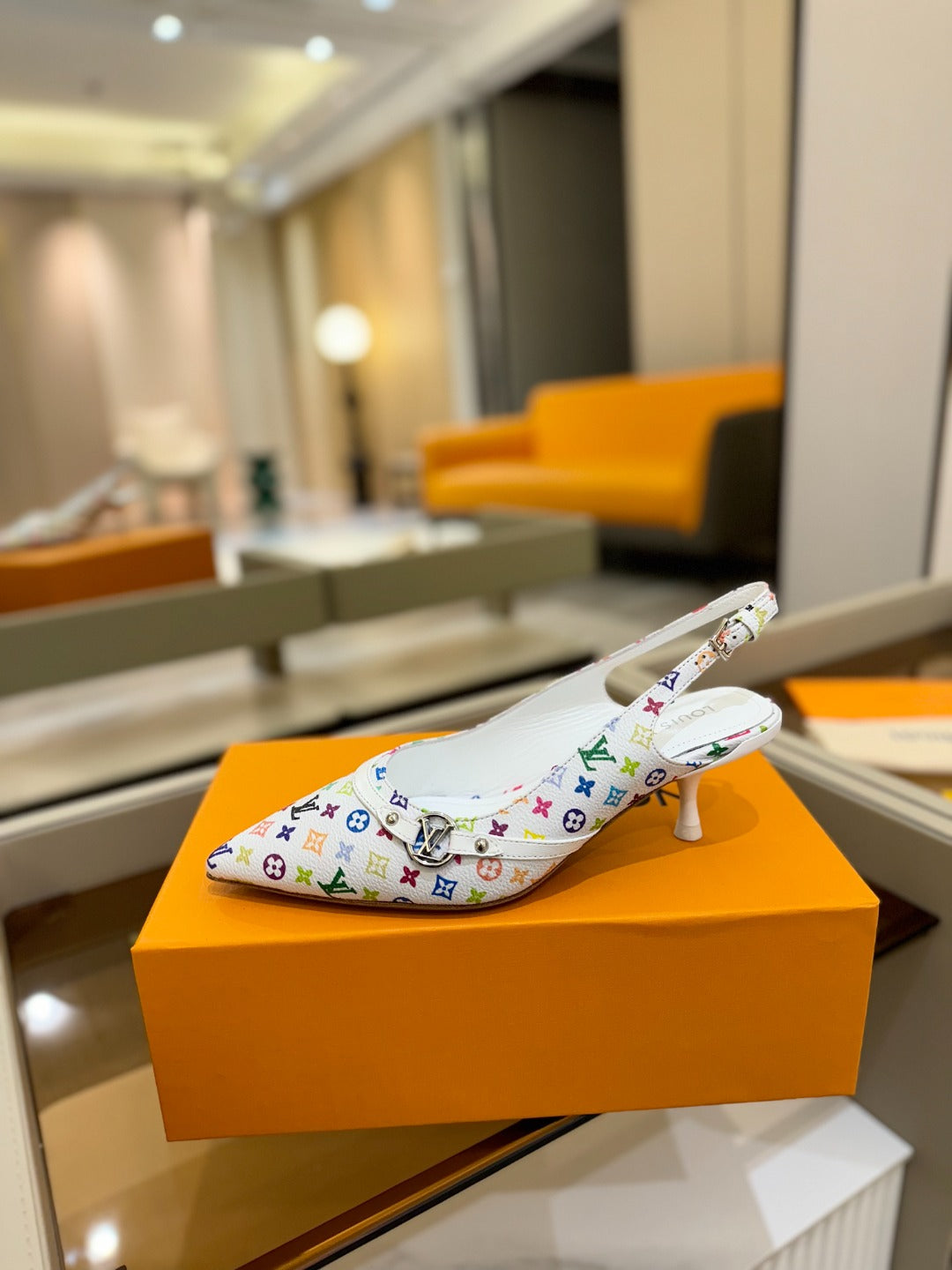 LOUIS VUITTON HIGH MULE 4 CM IN WHITE MONOGRAM CALFSKIN