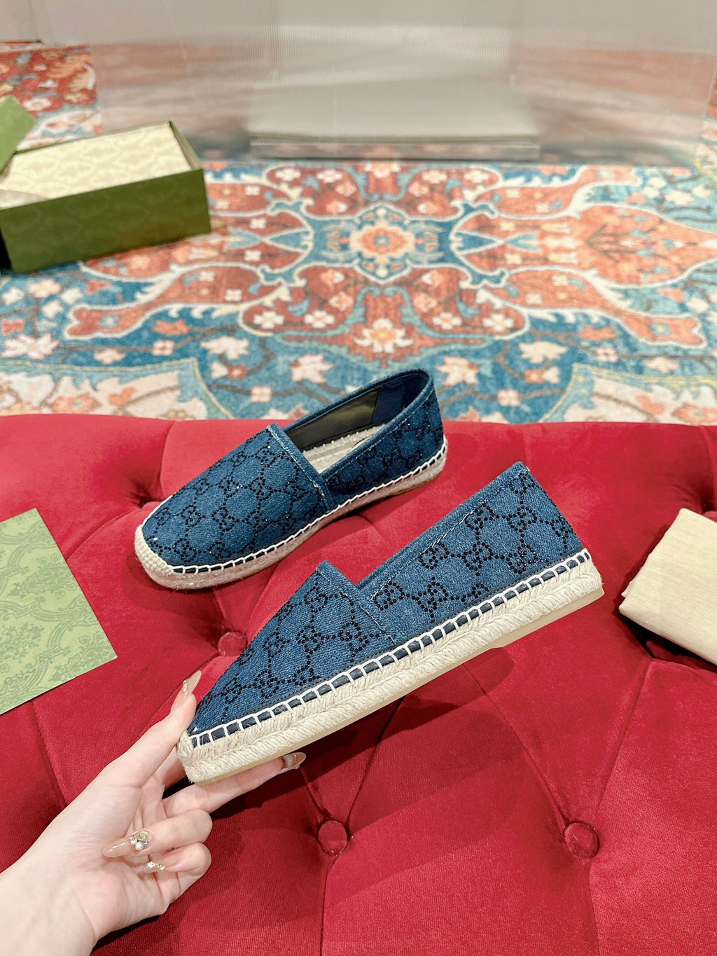 GUCCI ESPADRILLE LOAFER AEGEAN CANVAS