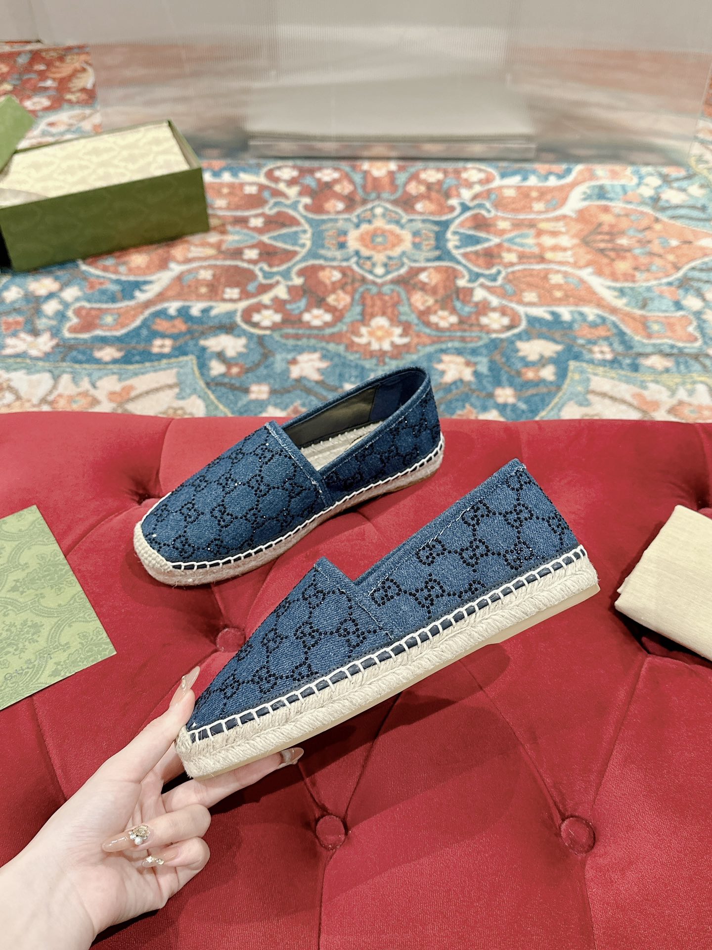 GUCCI ESPADRILLE LOAFER AEGEAN CANVAS