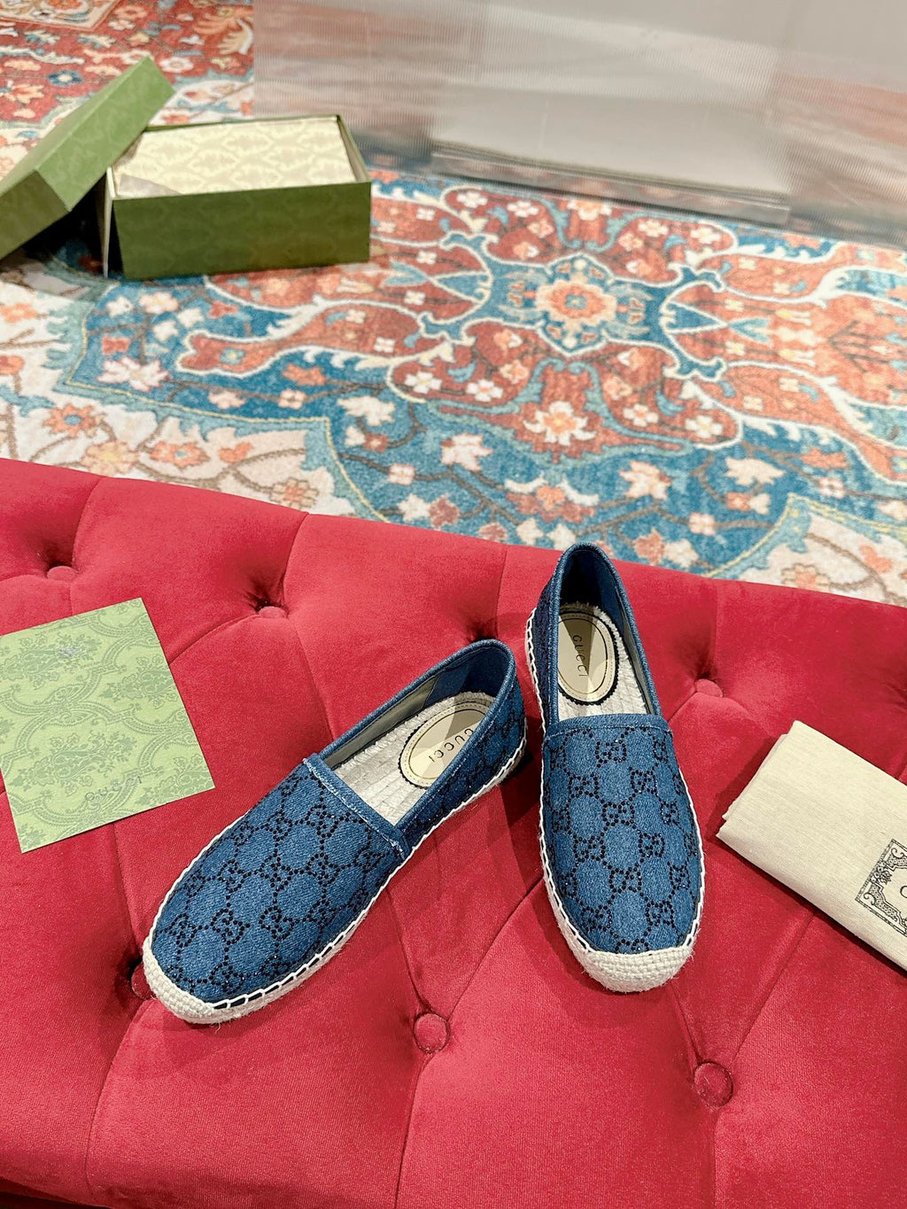 GUCCI ESPADRILLE LOAFER AEGEAN CANVAS