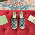 GUCCI ESPADRILLE LOAFER BLACK AND BASIL CANVAS