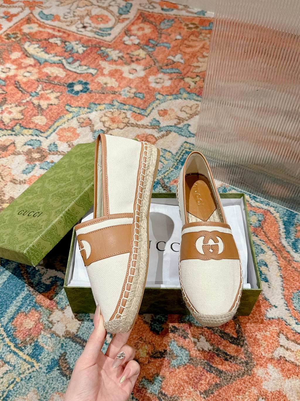 GUCCI ESPADRILLES SLIP - ON WHITE CANVAS
