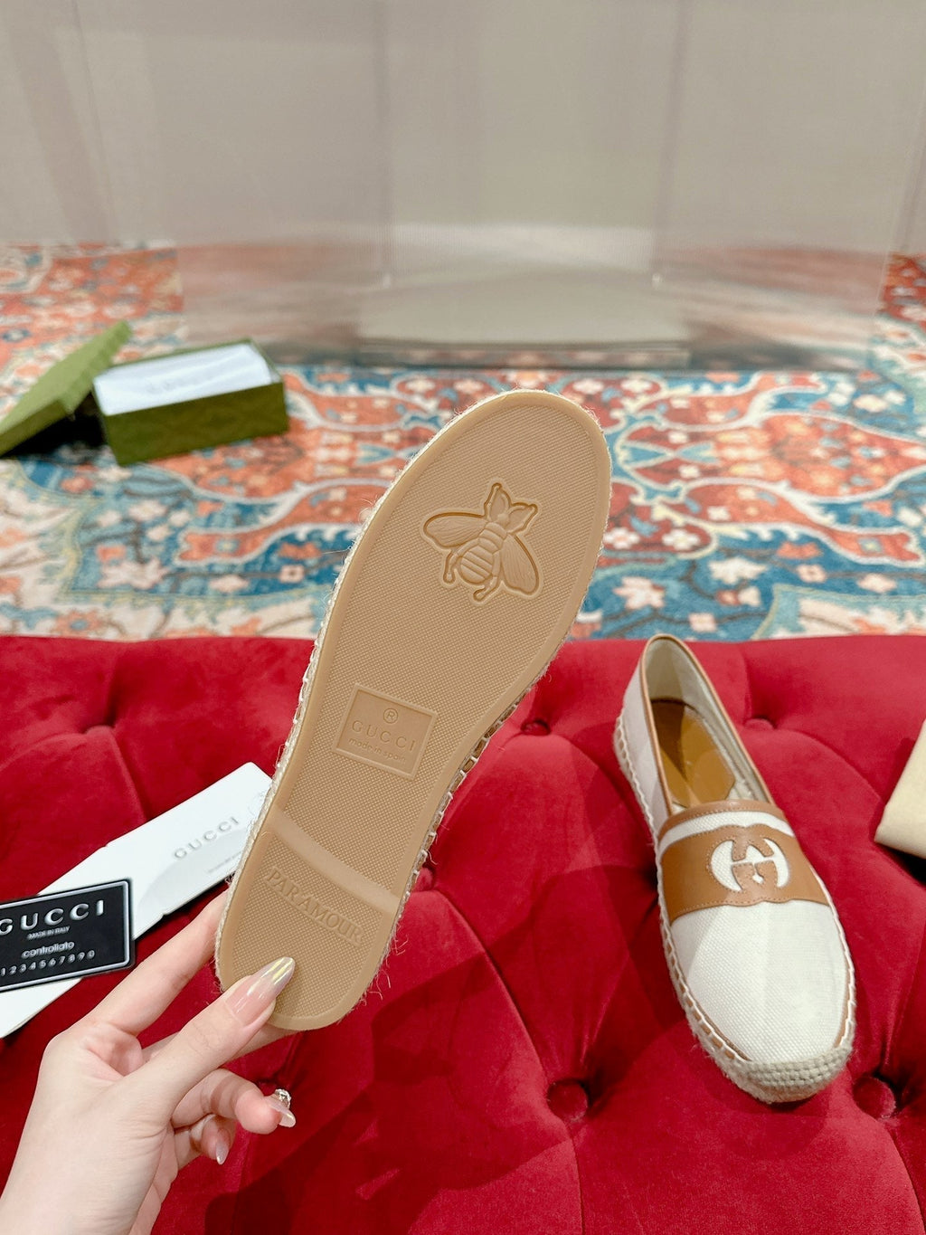 GUCCI ESPADRILLES SLIP - ON WHITE CANVAS