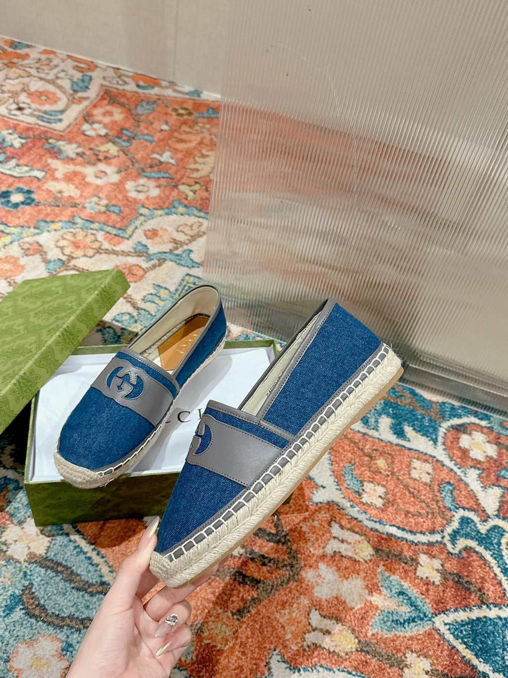 GUCCI ESPADRILLES SLIP - ON AEGEAN CANVAS