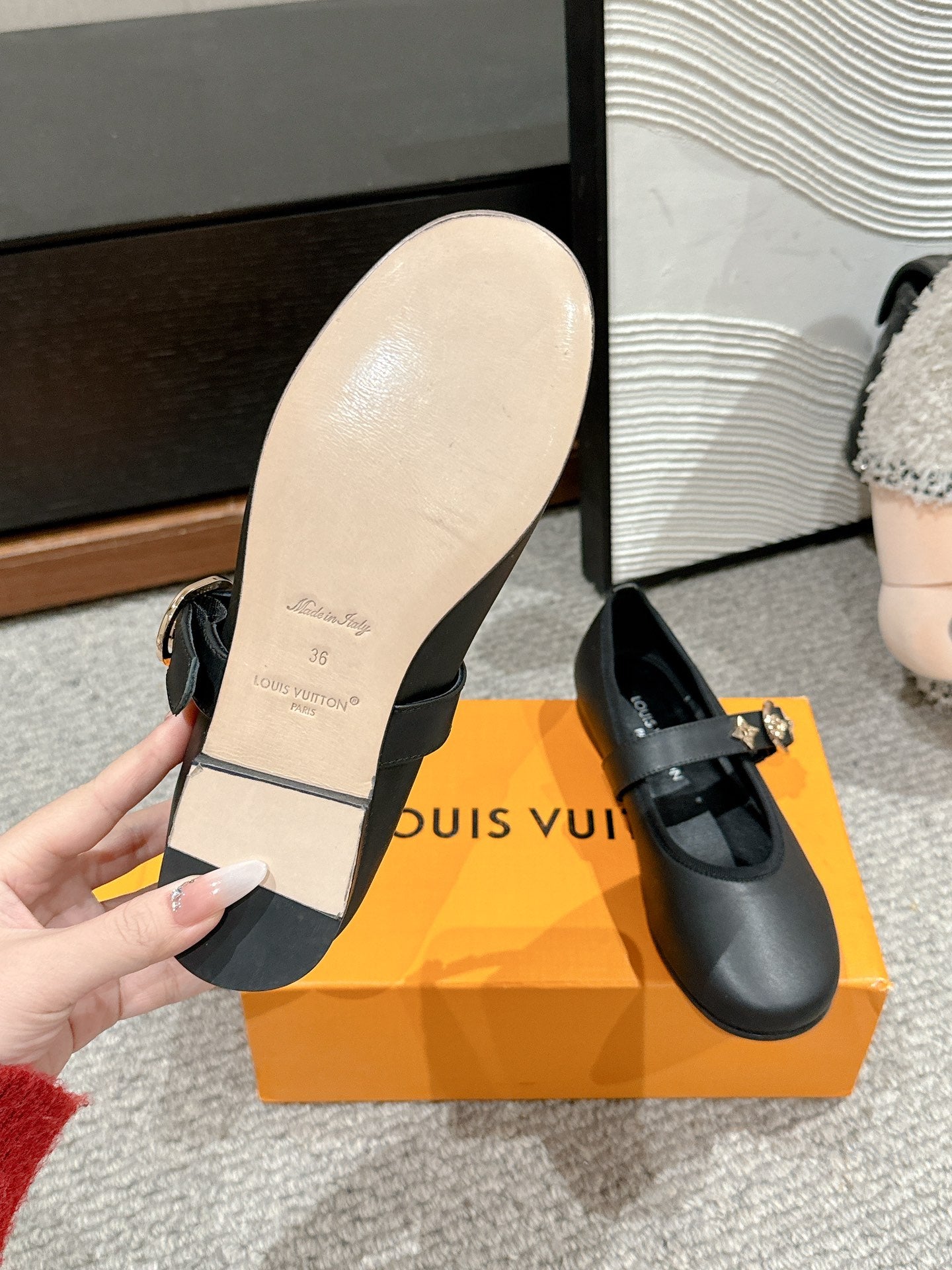 LOUIS VUITTON MARY JANE SHOES IN BLACK SHEEPSKIN