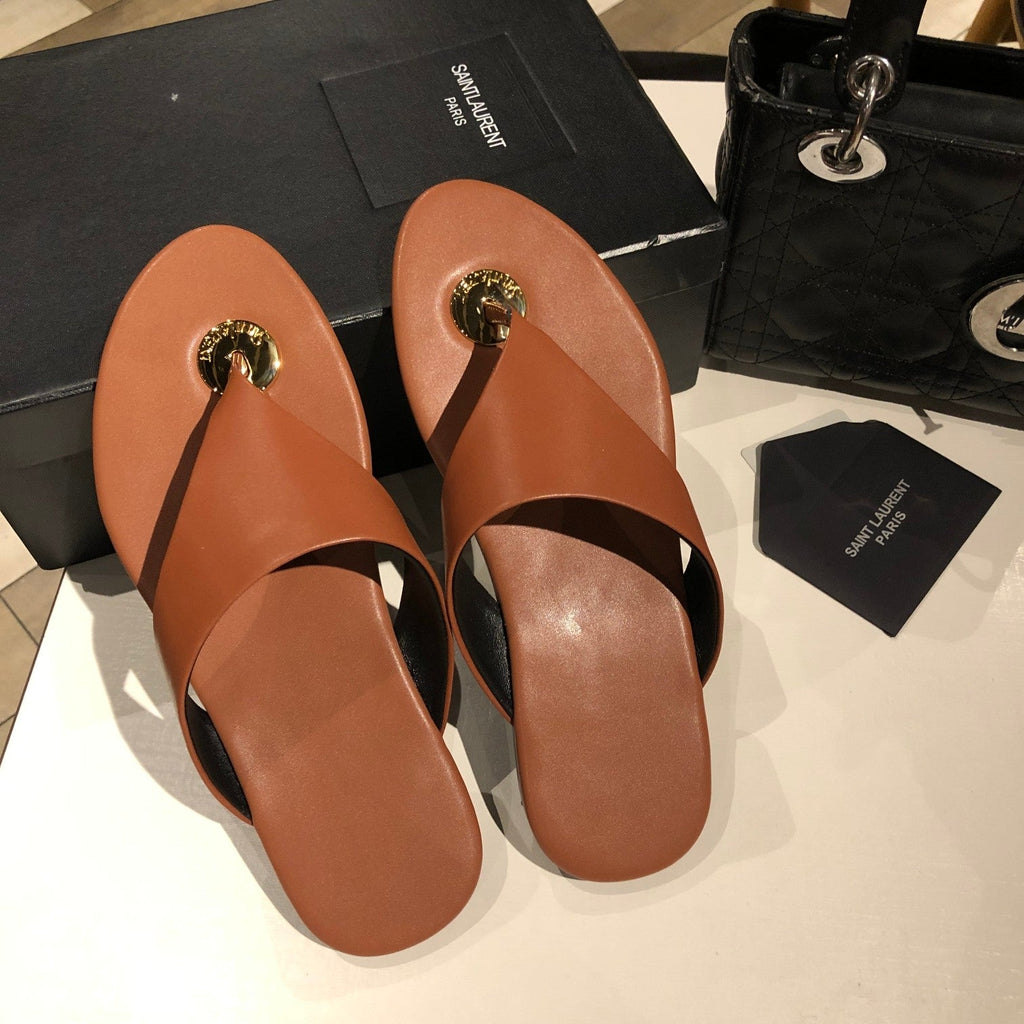 LOUIS VUITTON FLAT THONG IN BRONZE BROWN CALFSKIN