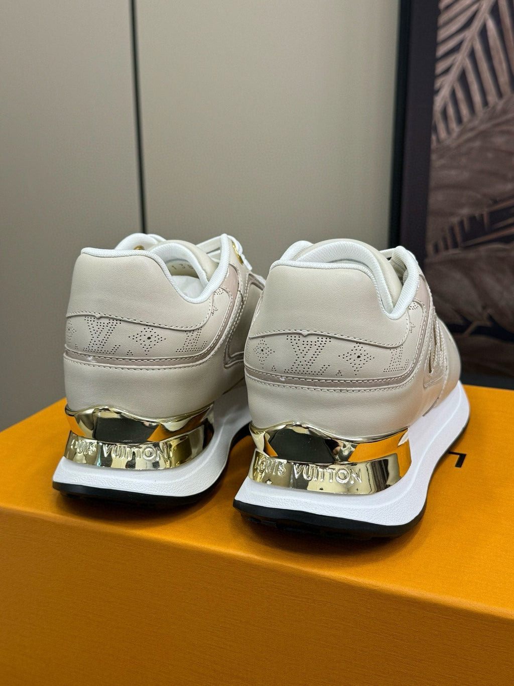 LOUIS VUITTON LV NEO RUN AWAY SNEAKER IN KHAKI TAN CALFSKIN