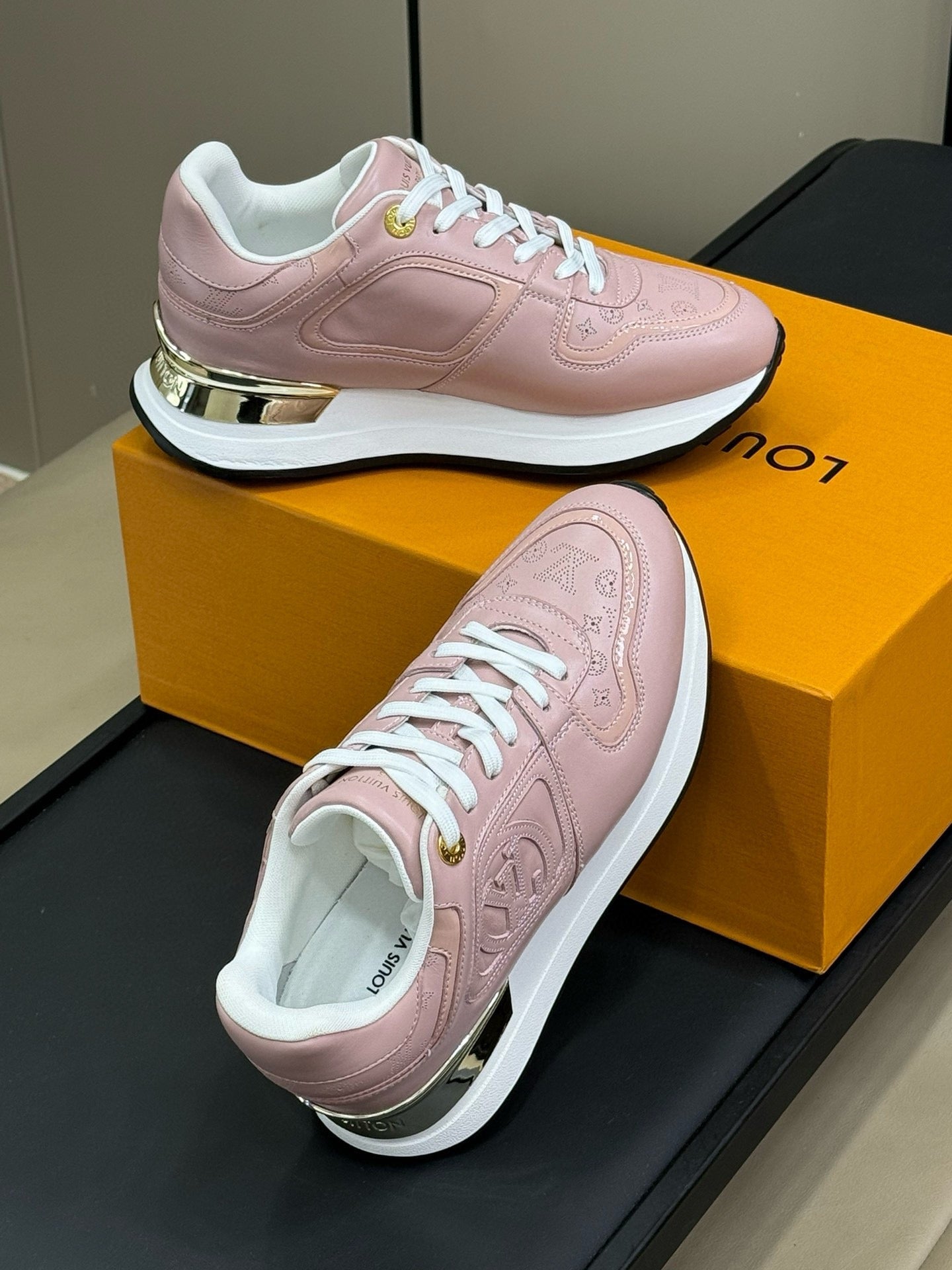 LOUIS VUITTON LV NEO RUN AWAY SNEAKER IN PASTEL PINK CALFSKIN