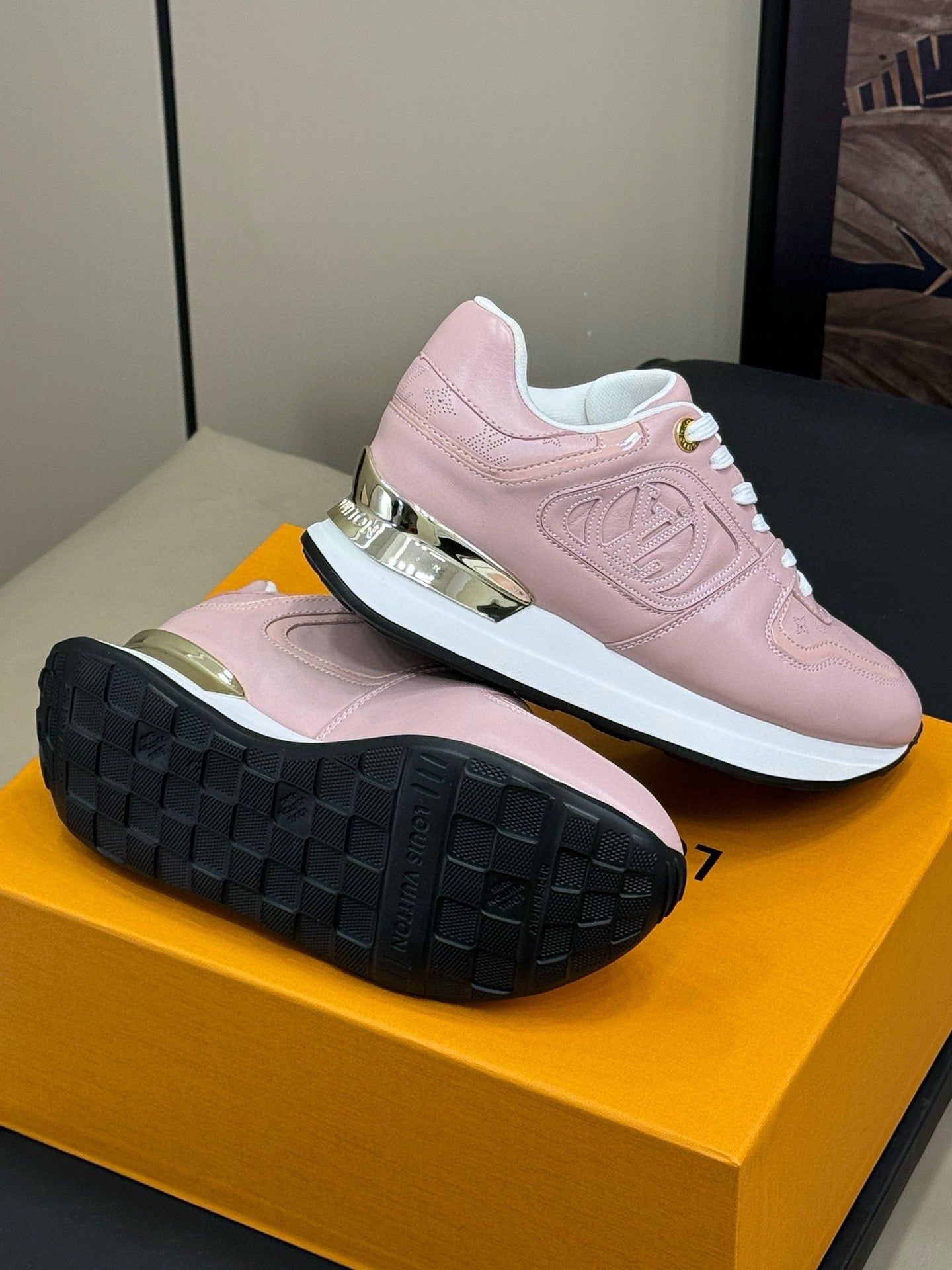 LOUIS VUITTON LV NEO RUN AWAY SNEAKER IN PASTEL PINK CALFSKIN