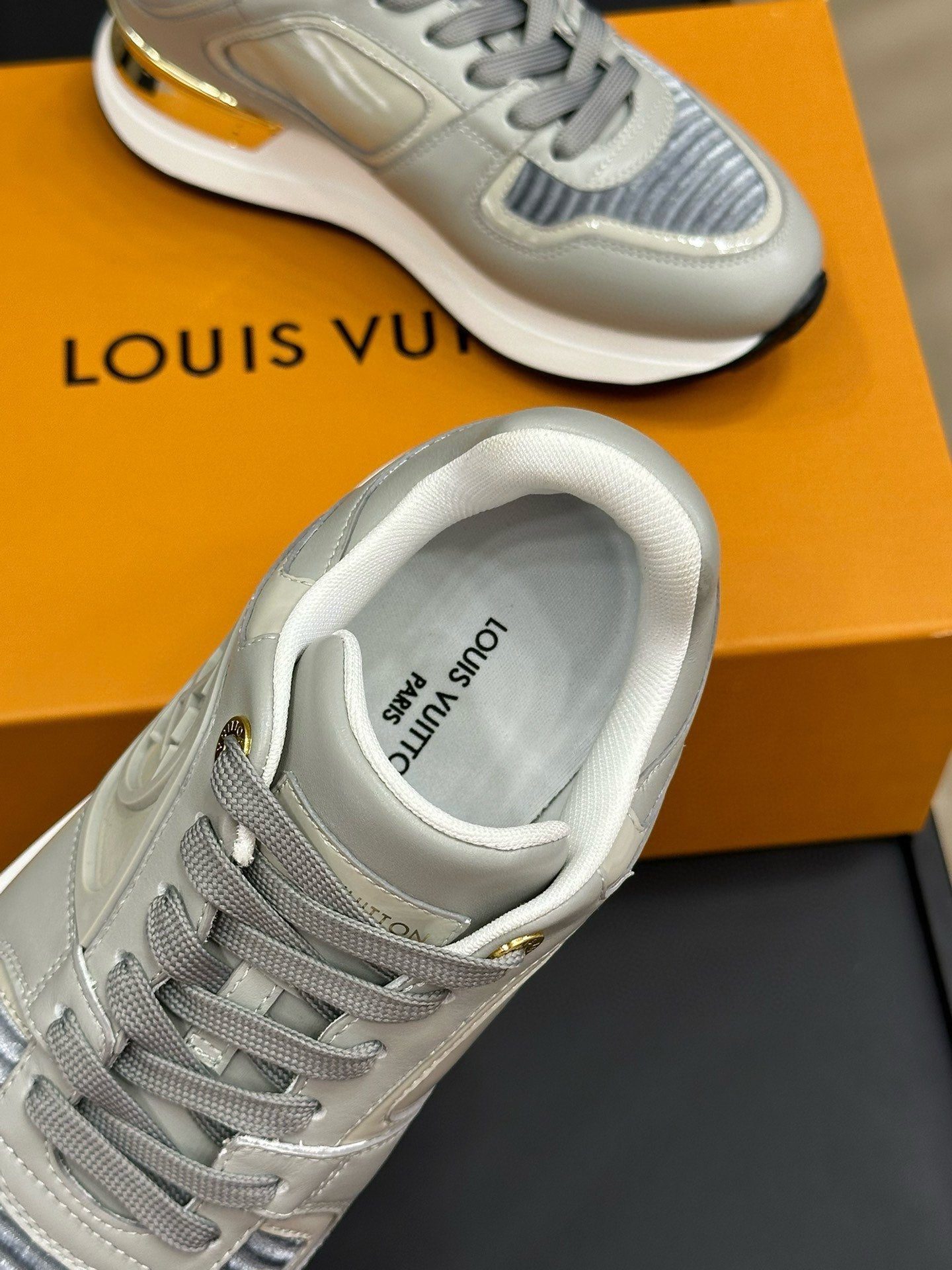 LOUIS VUITTON LV NEO RUN AWAY SNEAKER IN DOLPHIN GRAY CALFSKIN