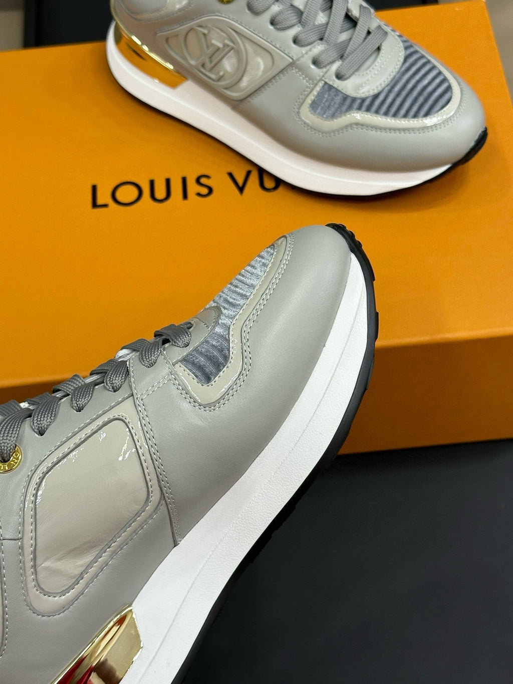 LOUIS VUITTON LV NEO RUN AWAY SNEAKER IN DOLPHIN GRAY CALFSKIN