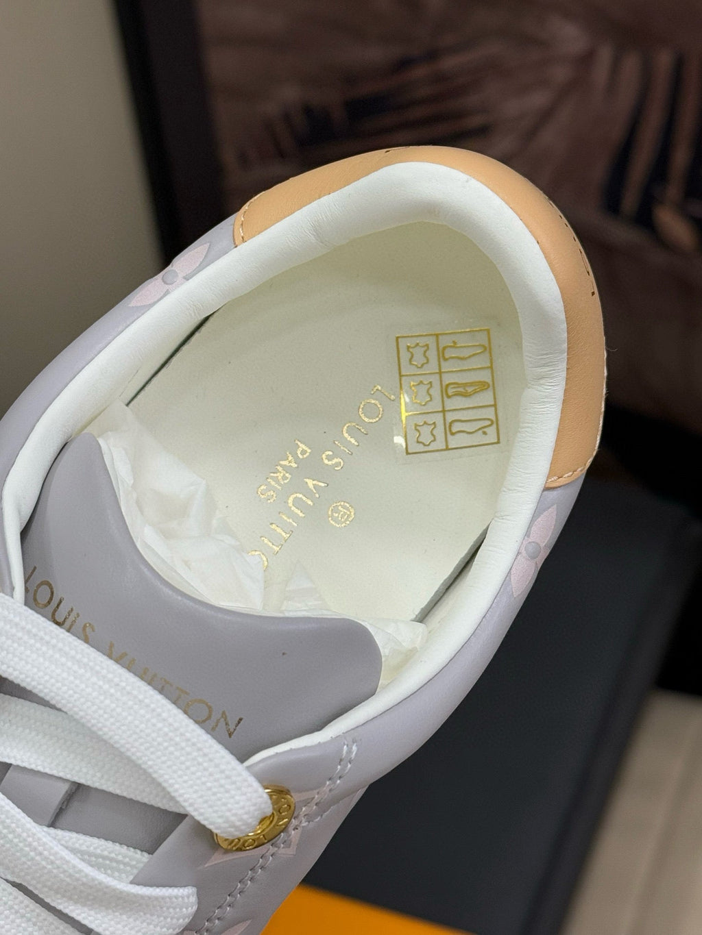 LOUIS VUITTON TIME OUT SNEAKER IN COOL GRAY EMBOSSED MONOGRAM CALFSKIN