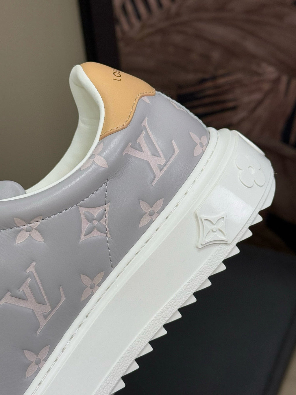 LOUIS VUITTON TIME OUT SNEAKER IN COOL GRAY EMBOSSED MONOGRAM CALFSKIN