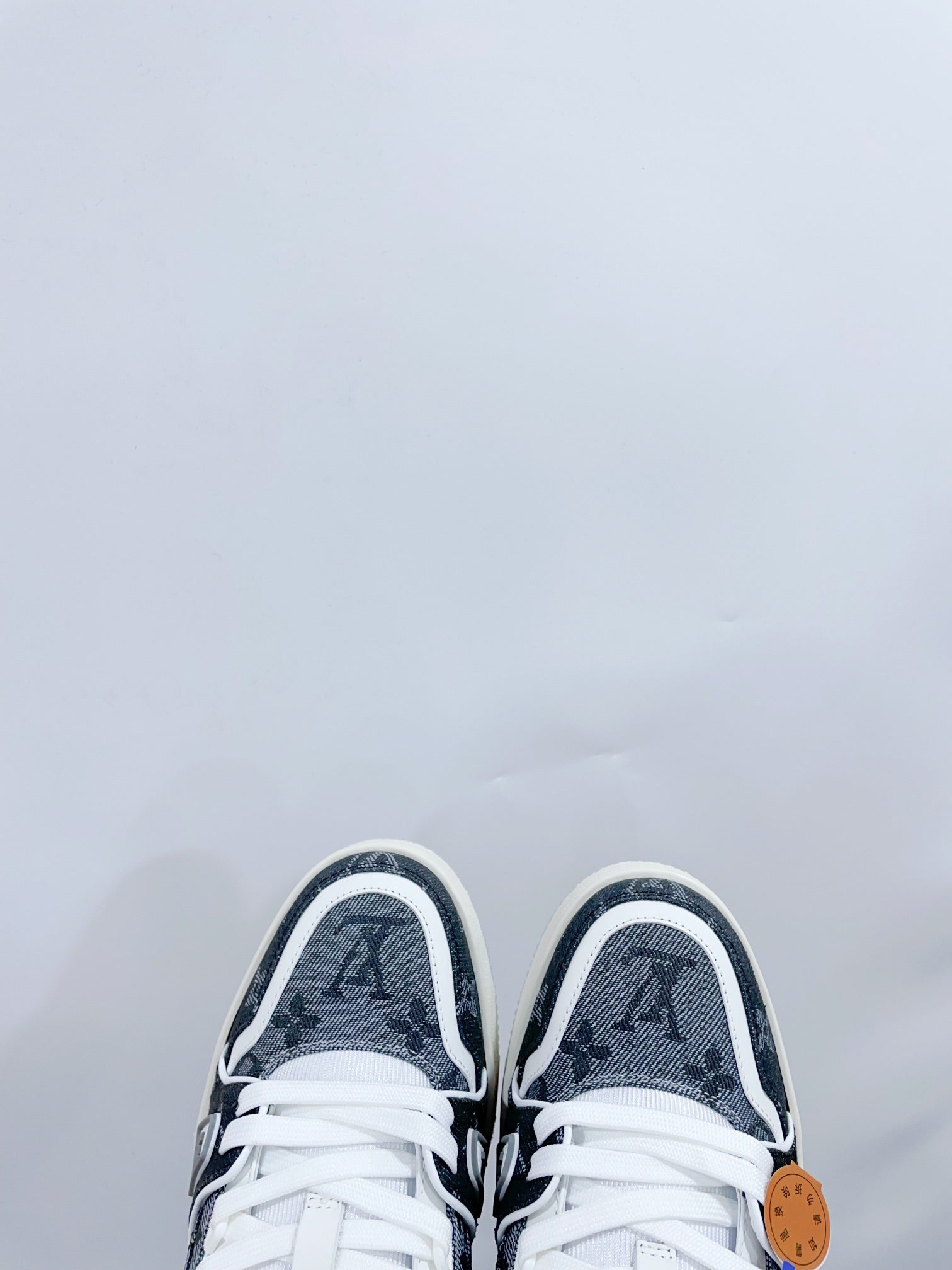 LOUIS VUITTON LV TRAINER SNEAKER IN DOVE GRAY MONOGRAM DENIM