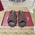 GUCCI SLIDES IN DARK BROWN SUEDE WITH EMBOSSED LOGO STYLE 8