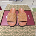 GUCCI SLIDES IN BURNT ORANGE SUEDE WITH EMBOSSED LOGO STYLE 5