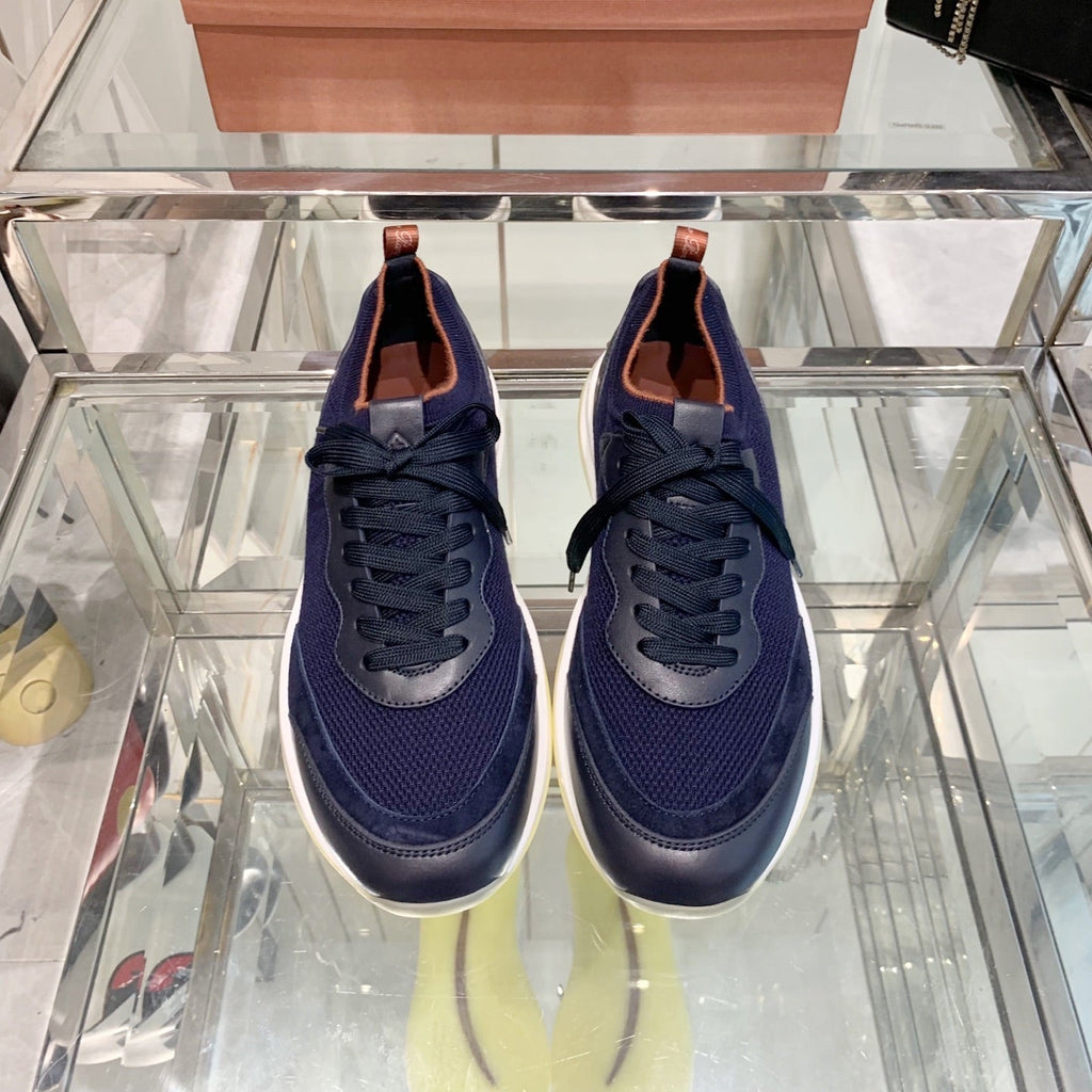 SNEAKER IN MIDNIGHT BLUE CANVAS MIX SUEDE WITH LAMBSKIN