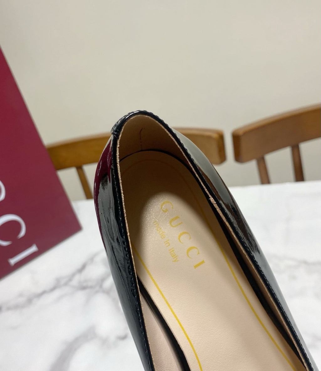 GUCCI 26S HORSEBIT BALLET FLATS IN BLACK CALFSKIN