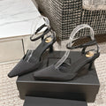 LOUIS VUITTON HIGH-HEELED SLINGBACKS SANDAL 7 CM IN BLACK SILK