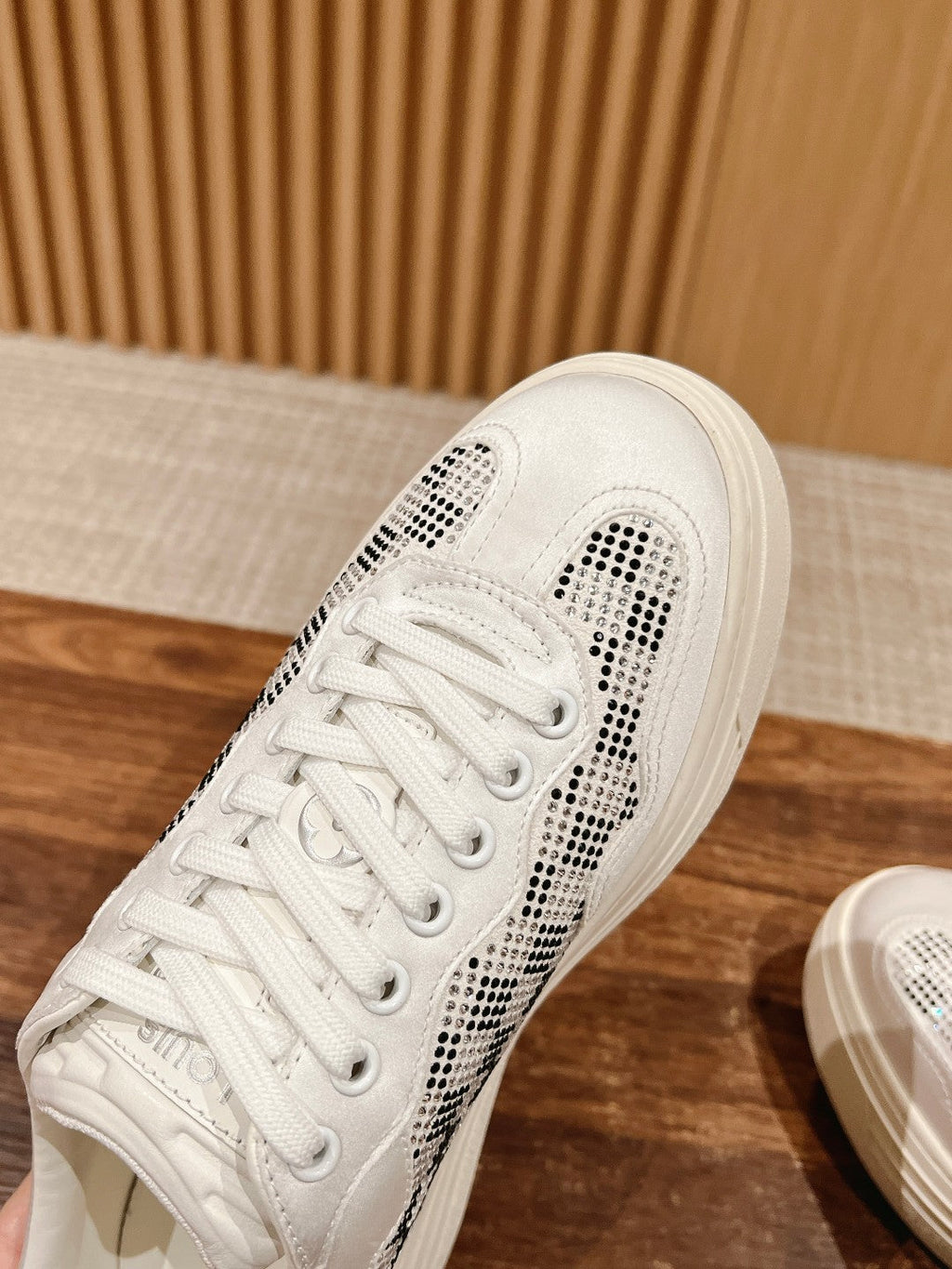 LOUIS VUITTON LV GROOVY SNEAKER IN WHITE DAMIER STRASS AND CALFSKIN