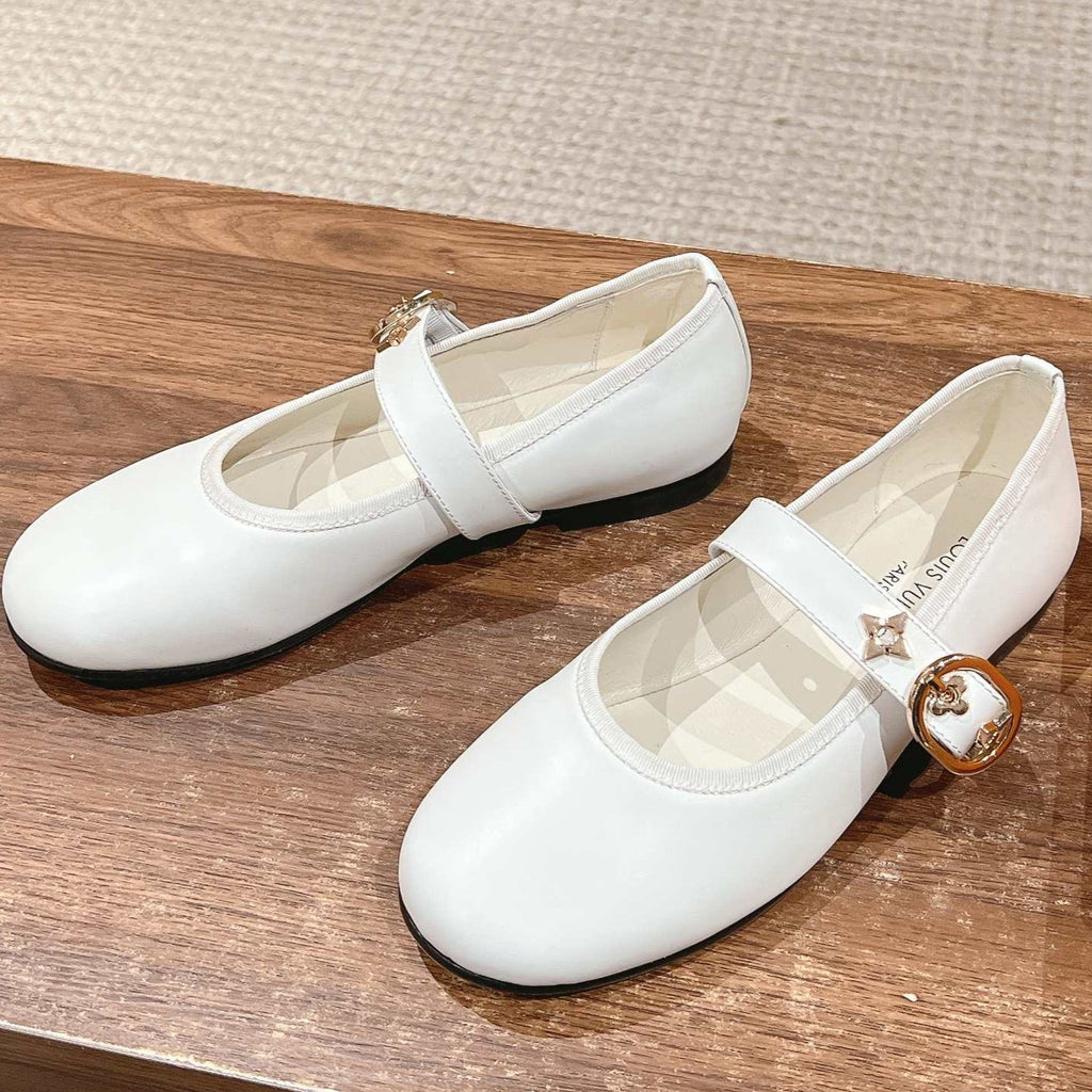 LOUIS VUITTON MARY JANE FLAT IN WHITE CALFSKIN