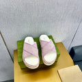 GUCCI SLIDE SANDAL PASTEL PINK CANVAS CROSS STRAPS