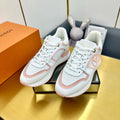 LOUIS VUITTON NEO RUN AWAY SNEAKER IN WHITE MIX PEACH PINK CALFSKIN