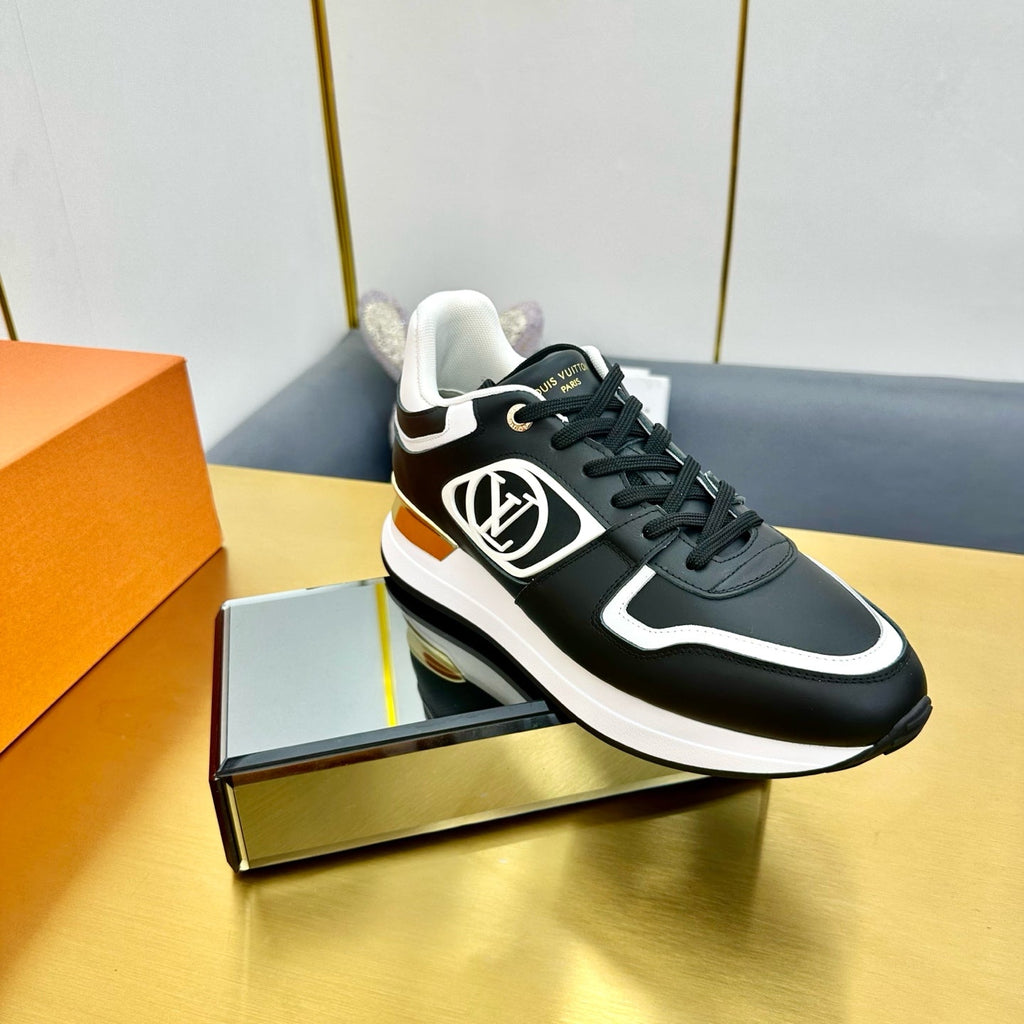 LOUIS VUITTON NEO RUN AWAY SNEAKER IN BLACK MIX WHITE CALFSKIN
