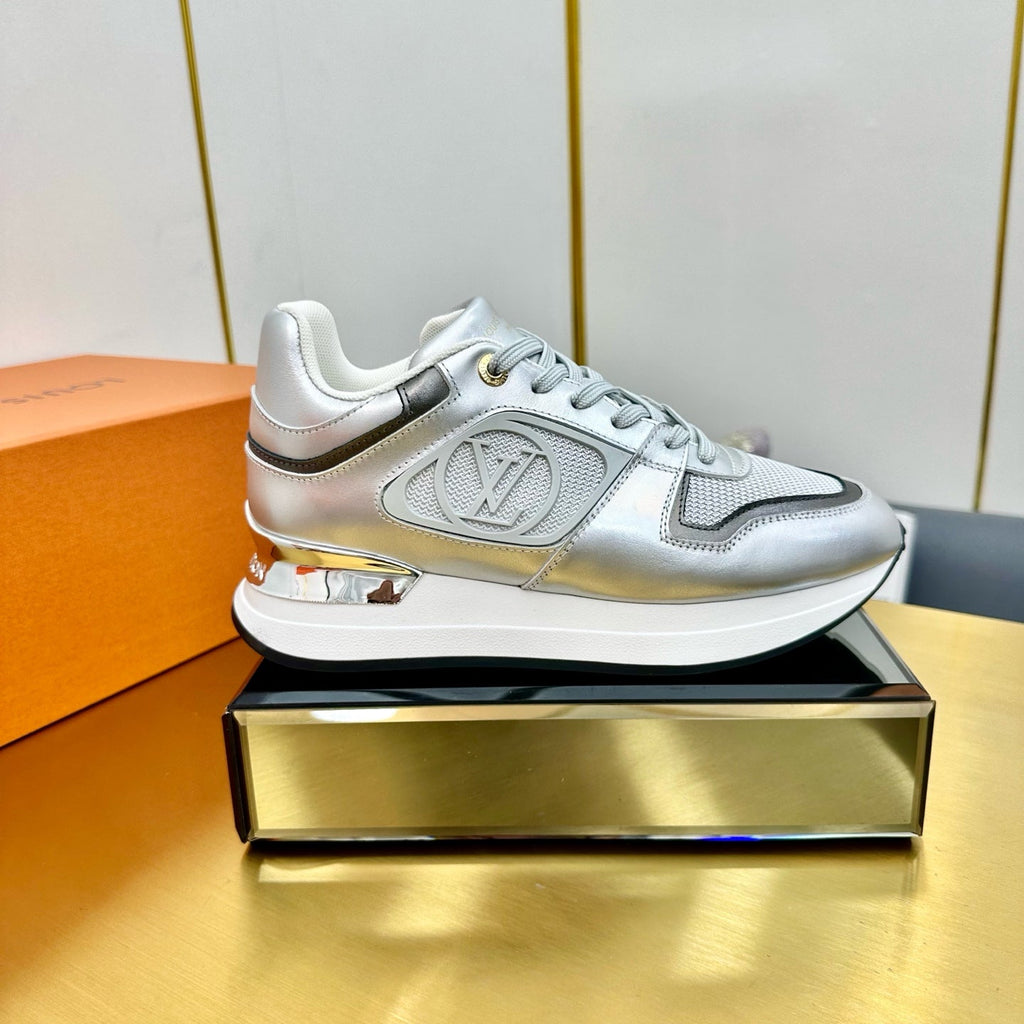LOUIS VUITTON NEO RUN AWAY SNEAKER IN SILVER CALFSKIN